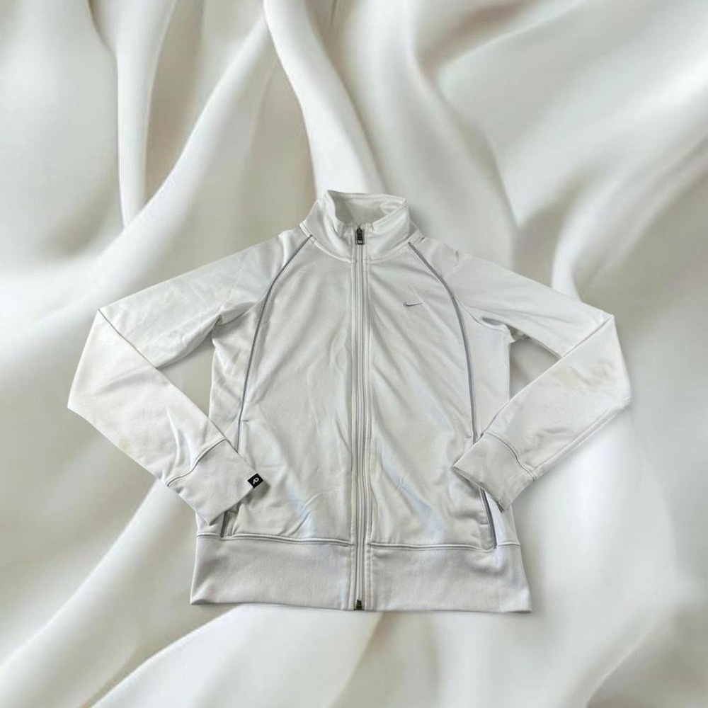 Nike white full zip track jacket athletic workout y2k mcbling fairy boho grunge